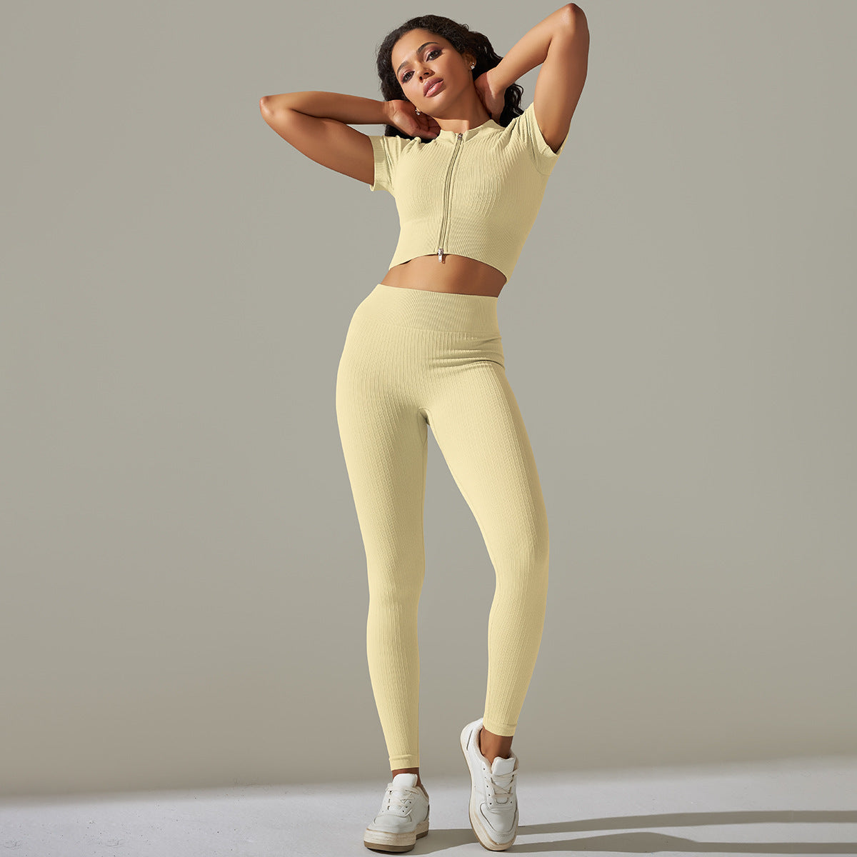Seamless Knitted Solid Color Thread Yoga Clothes null