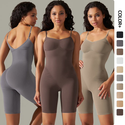 High Elastic Jumpsuit Shorts Sports Running Fitness Clothes Women null