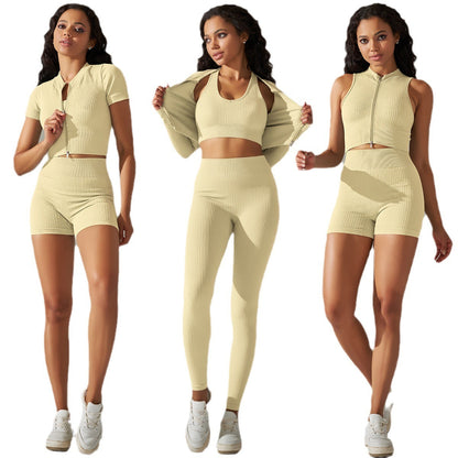Seamless Knitted Solid Color Thread Yoga Clothes null